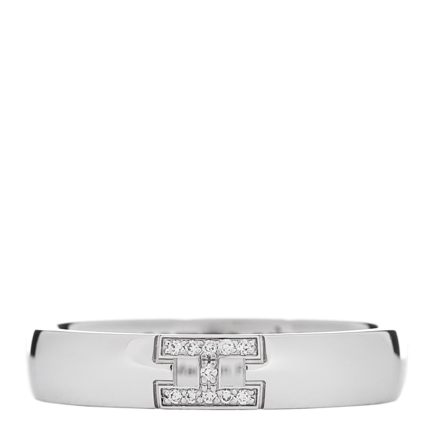 HERMES 18K White Gold Diamond Ever Herakles Wedding Band
