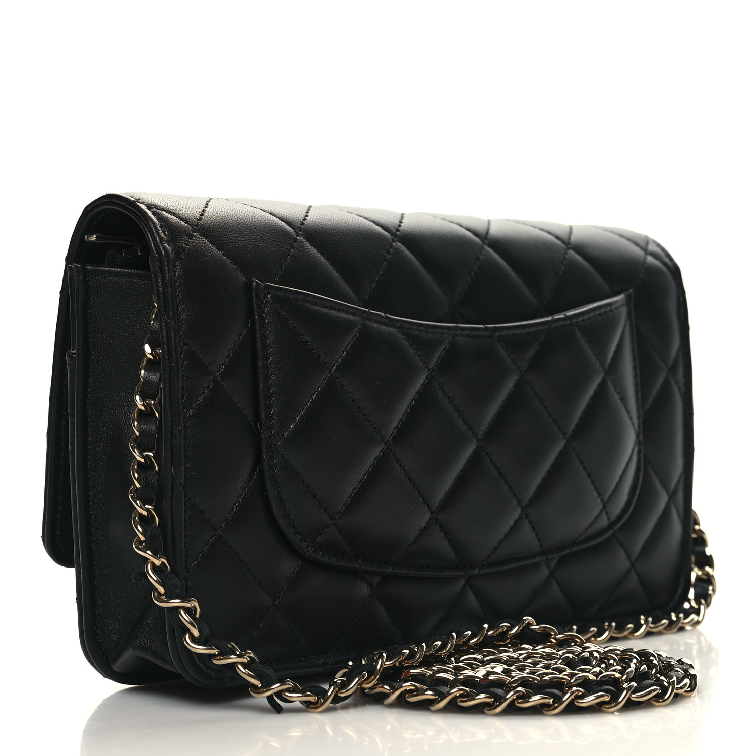 【CHANEL】Chanel WOC（Patent Goatskin）【ランク:A】 CHANEL Lambskin Quilted Enamel Wallet On Chain WOC Black