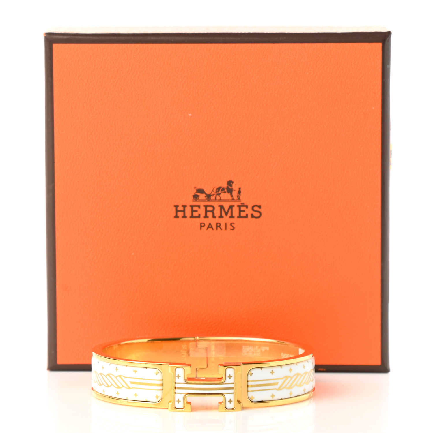HERMES Enamel Printed Quadrige Au Fil Narrow Clic Clac H