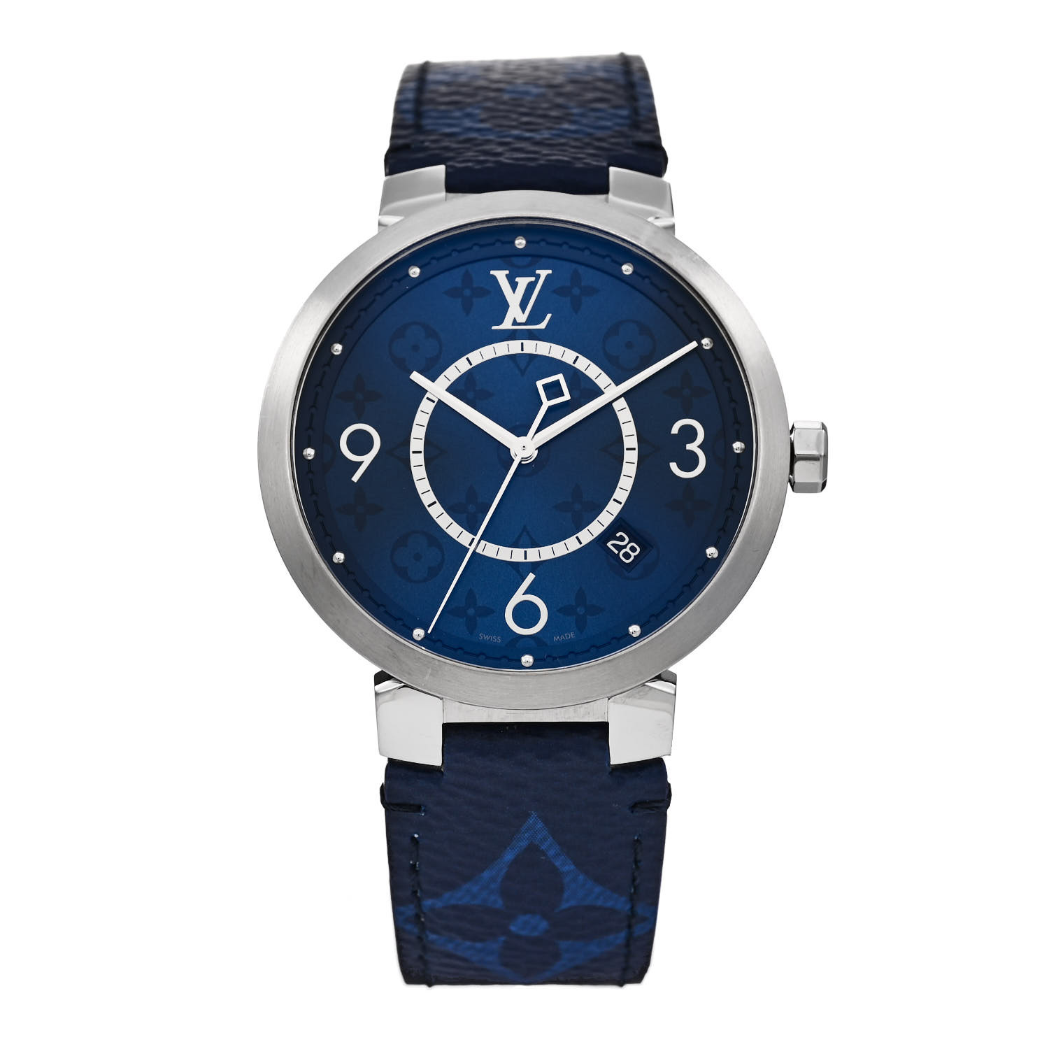 LOUIS VUITTON Stainless Steel Monogram 38mm Tambour Slim