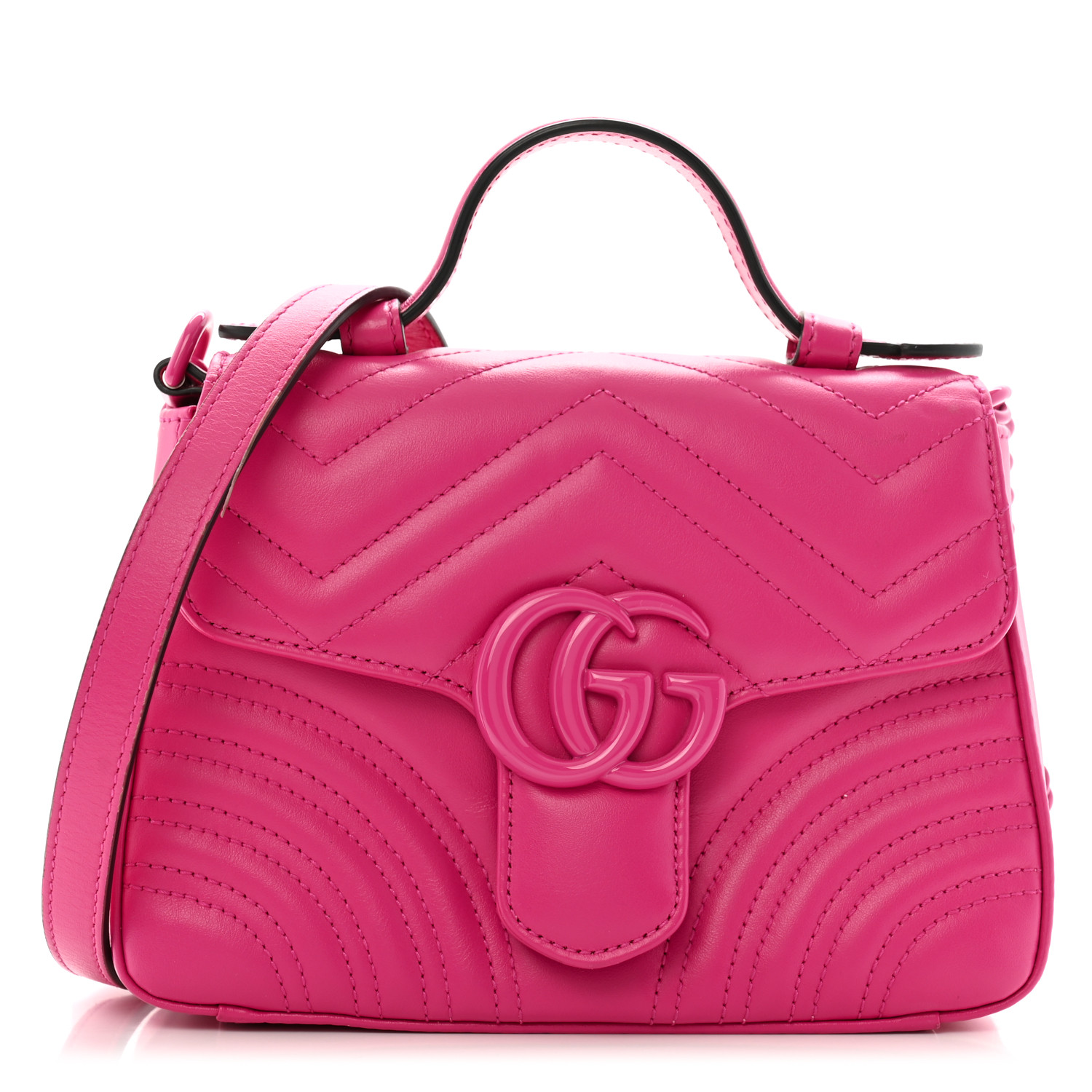 GUCCI Calfskin Matelasse Monochrome Mini GG Marmont Top