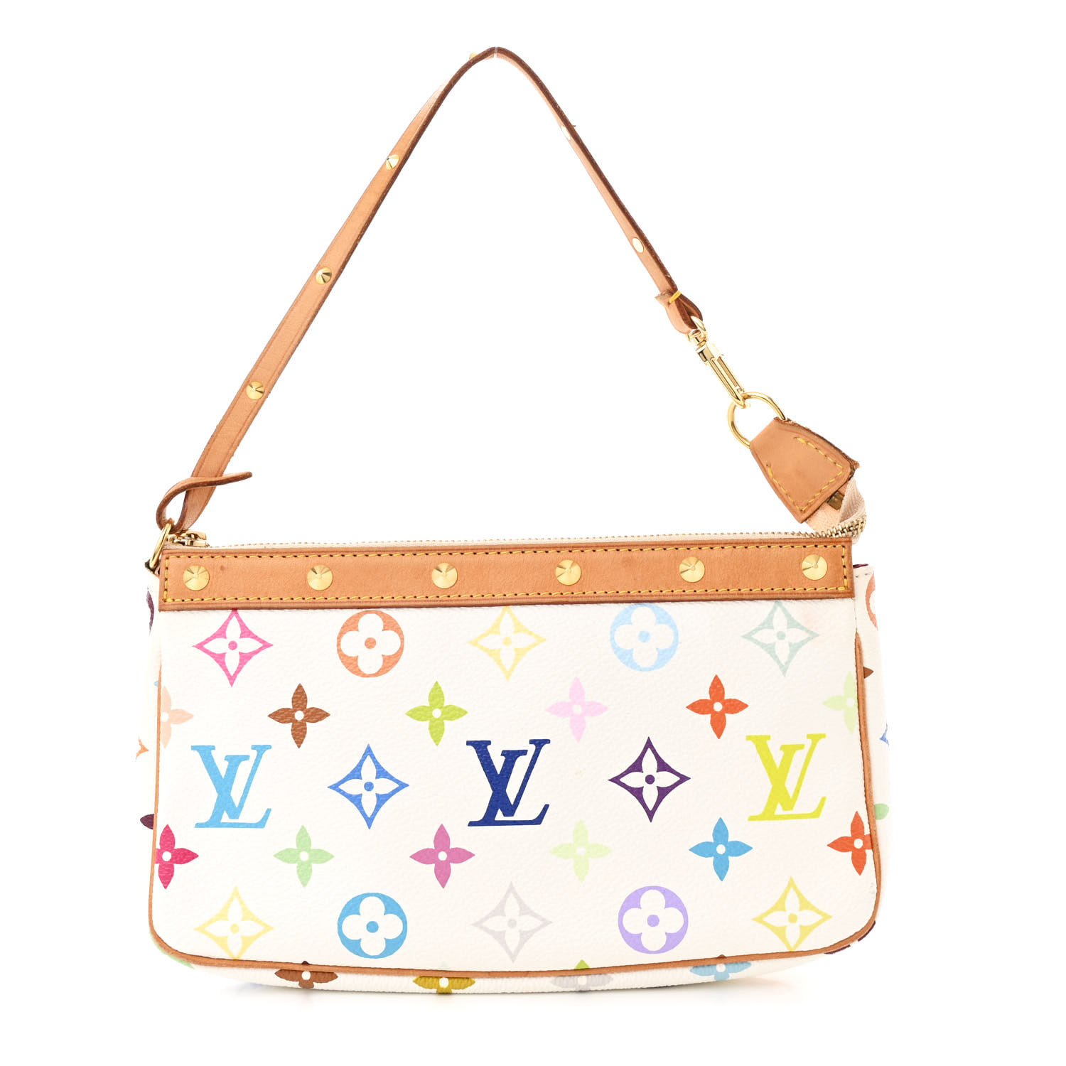 LOUIS VUITTON Monogram Multicolor Pochette Accessories White