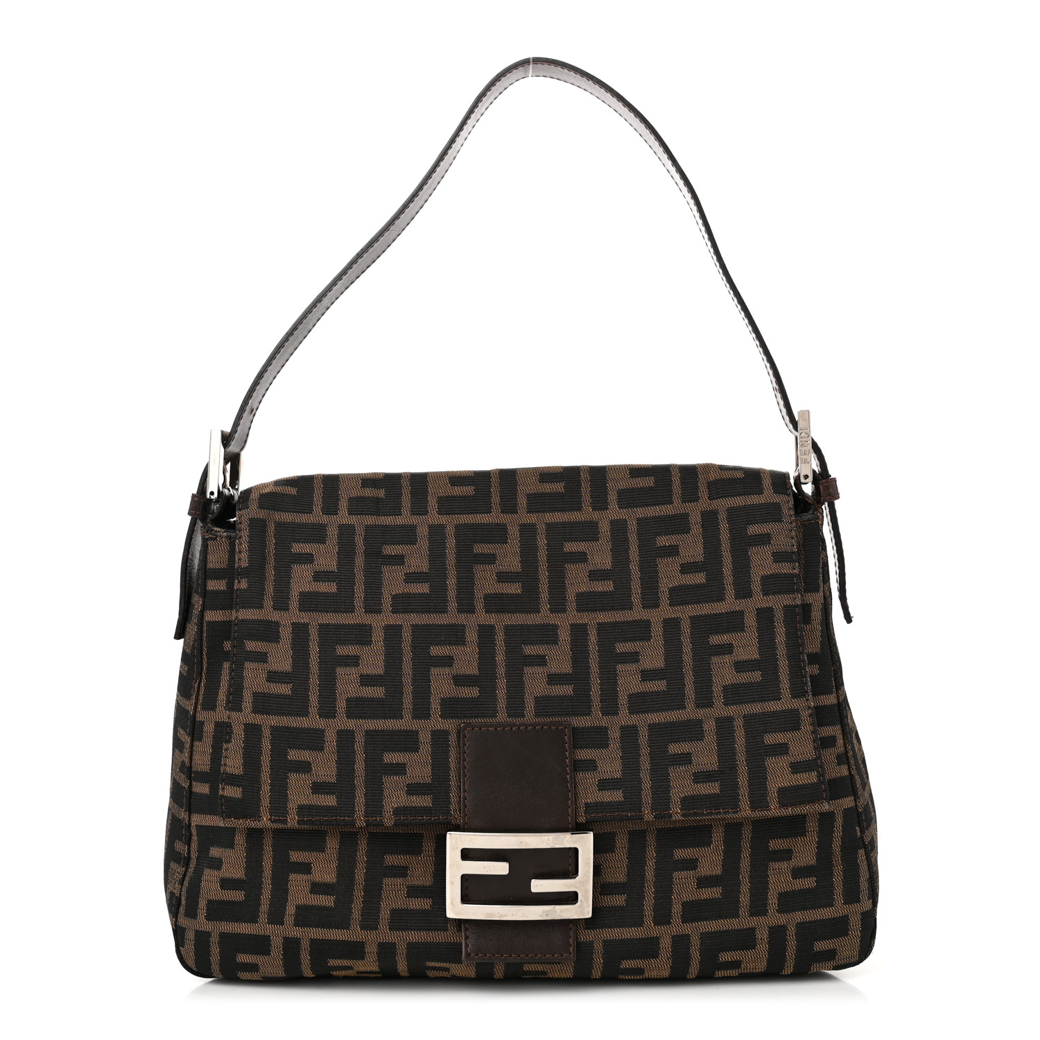 美品♡ SHE Tokyo Meghan hounds-tooth 36 Fendi Tobacco Zucca Canvas Mia Flap Bag-8BR614 | Yoogi's Closet