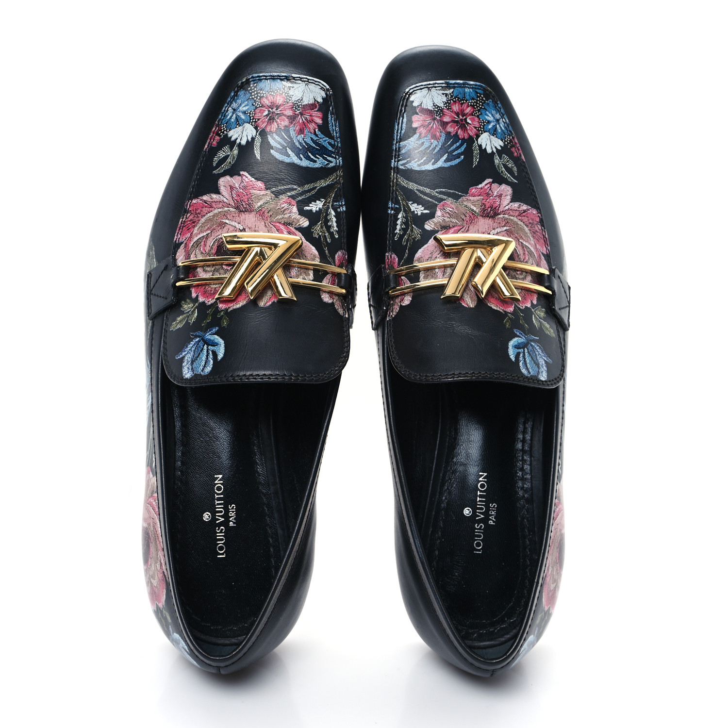 Louis Vuitton LV カプリ モカシン LOUIS VUITTON Calfskin Flowers Upper Case Flat Loafer 36