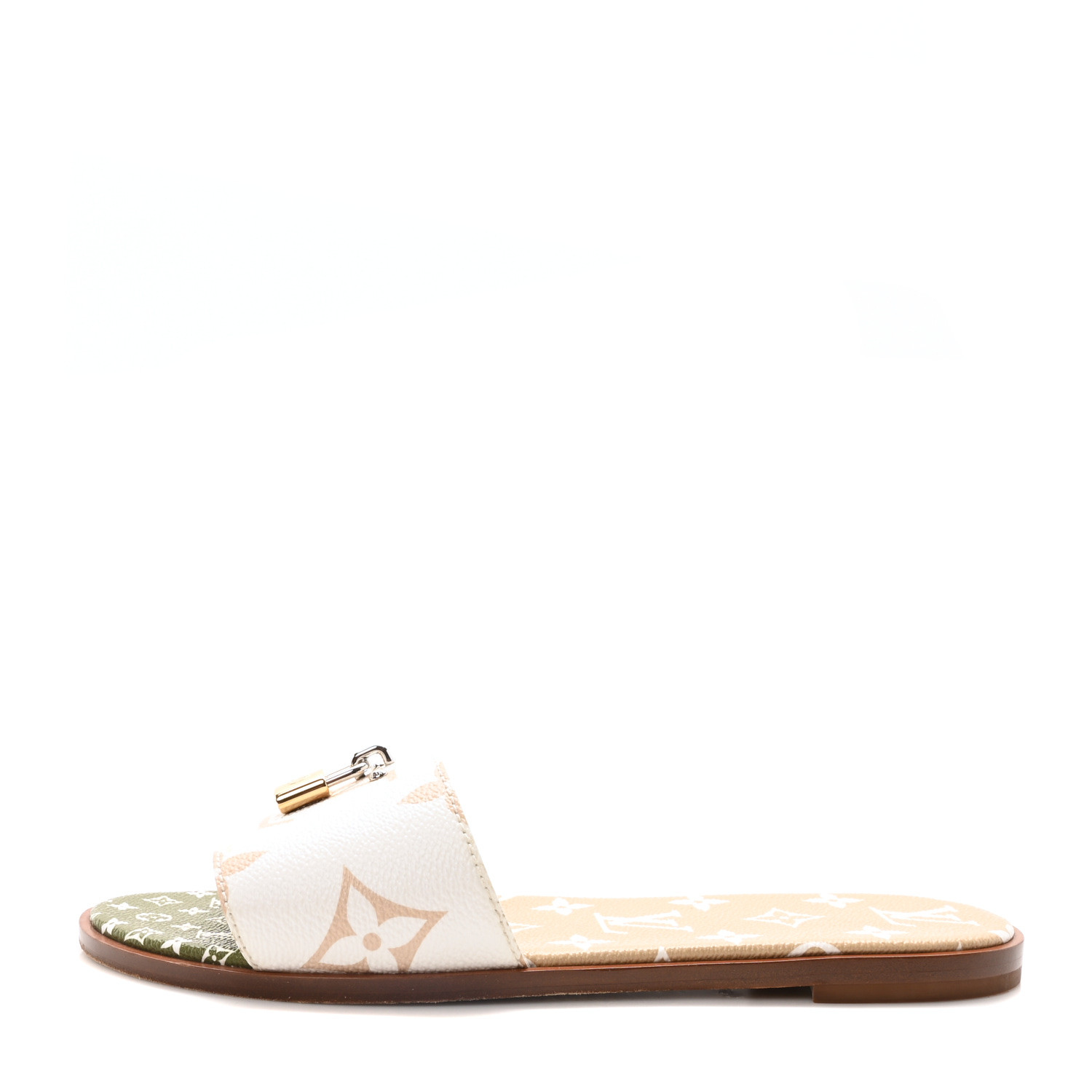 LOUIS VUITTON Monogram Giant Lock It Flat Mules 40 Kaki