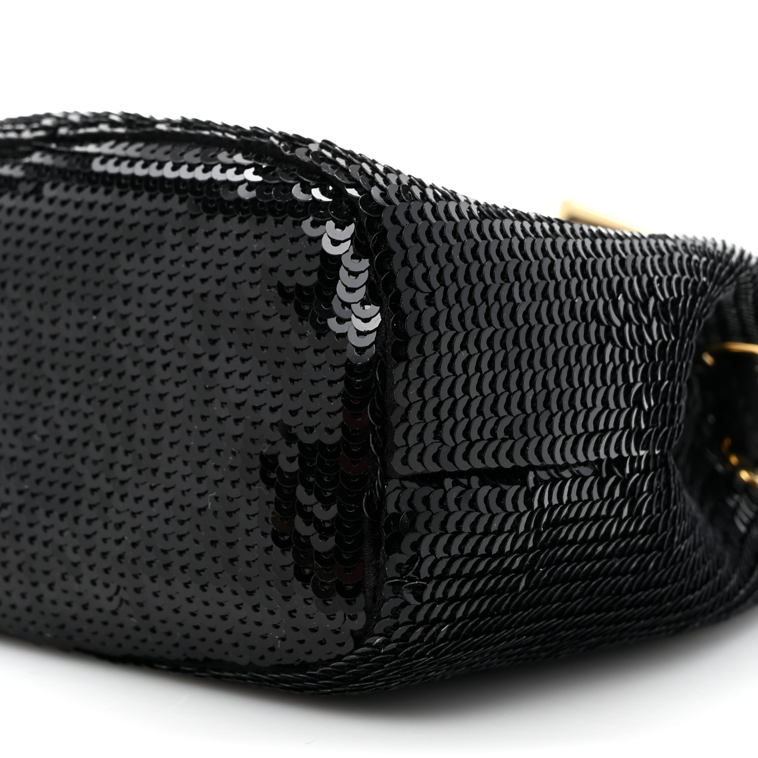 小物 PRADA PRADA Sequin Satin Triangle Logo Mini Pouch Black 1668896