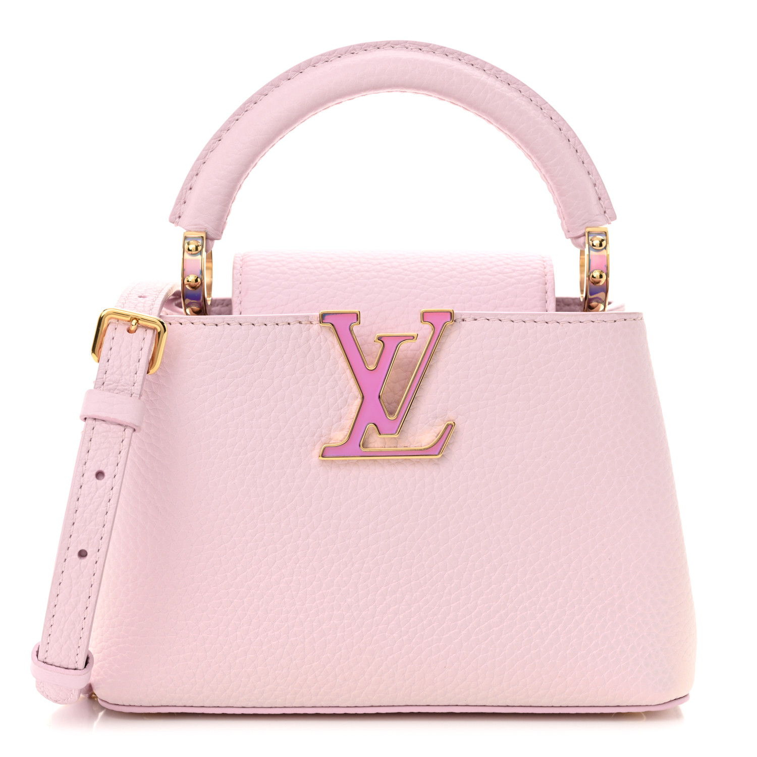 LOUIS VUITTON Taurillon LV Ski Capucines Mini Pearly Lilac