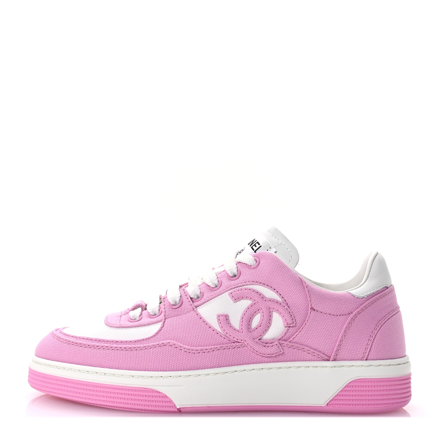 中古 CHANEL インコグニト ★SO PINK★ CHANEL Cotton Sneakers 37 Pink White 1669198 | FASHIONPHILE