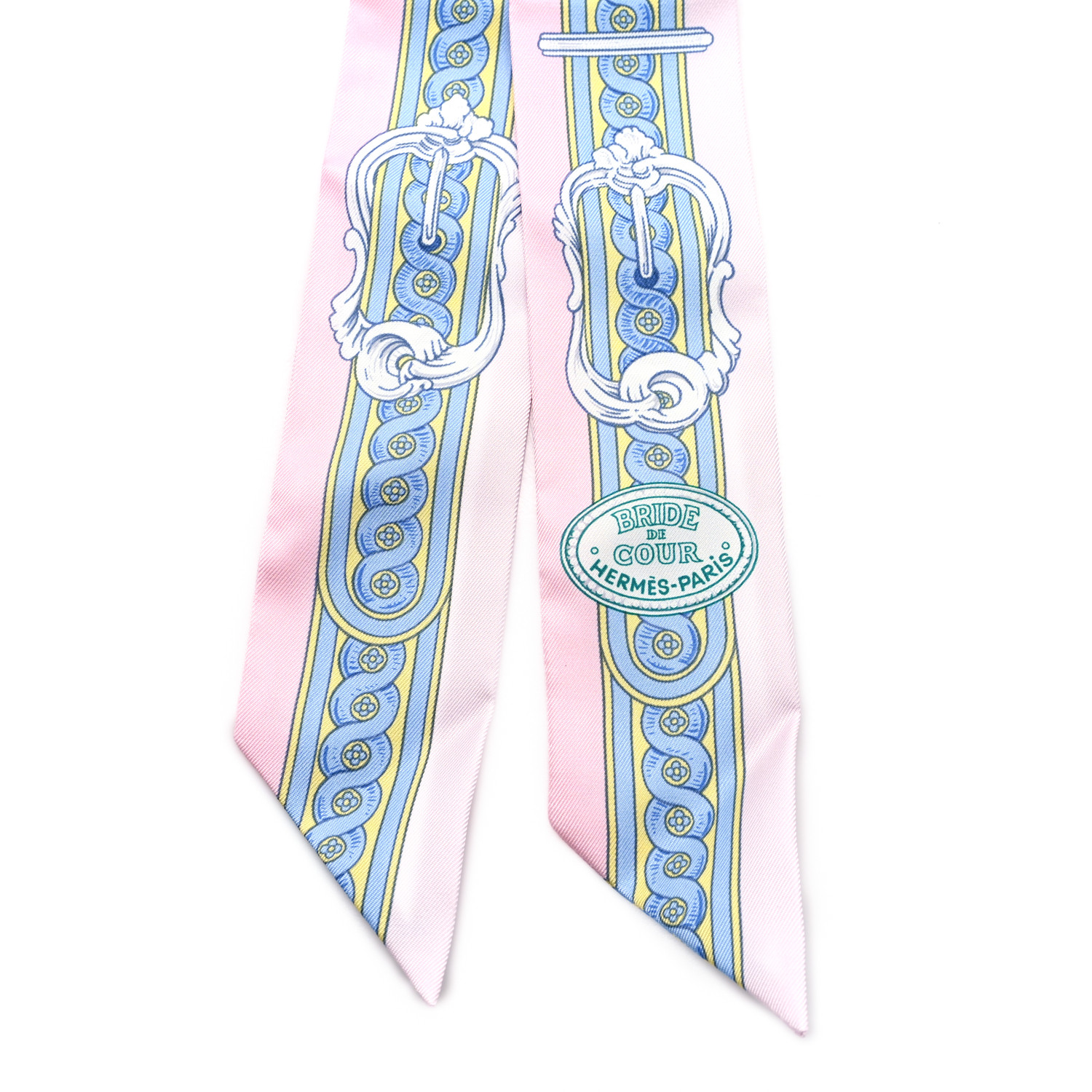 HERMES BRIDE DE COUR ツイリー Hermes White Bride de Cour Twilly Silk Carre Scarf Shawl