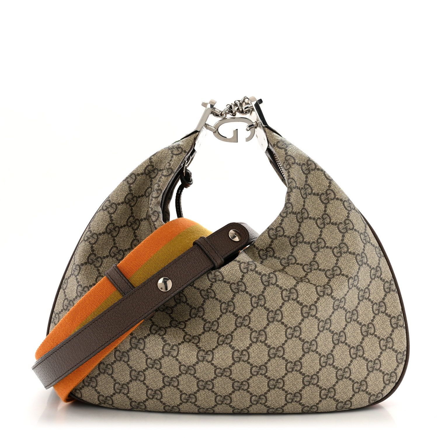 ハンドバッグ GUCCI Gucci Handbags Women Fabric Beige/Ebony GUCCI GG Supreme Monogram Textured Calfskin Web Large