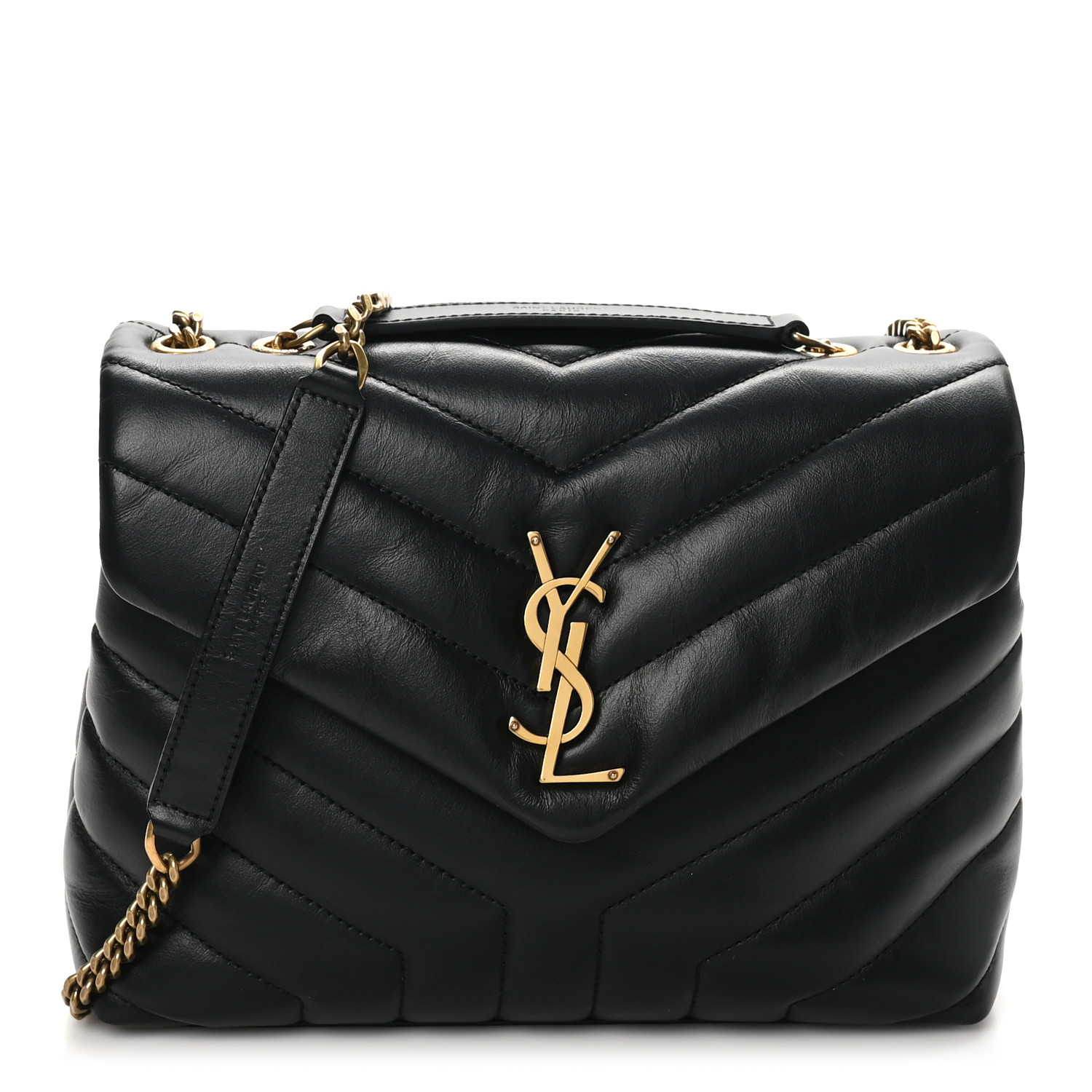 SAINT LAURENT Calfskin Y Quilted Monogram Small Loulou Chain