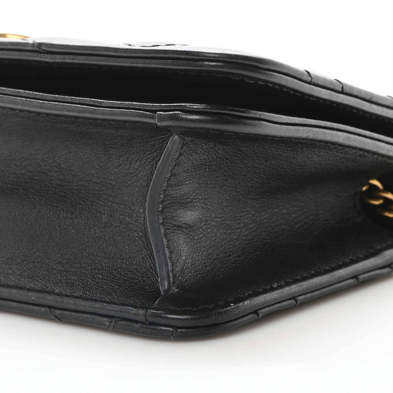 GUCCI Calfskin Matelasse GG Marmont Mini Bag Black 1672012