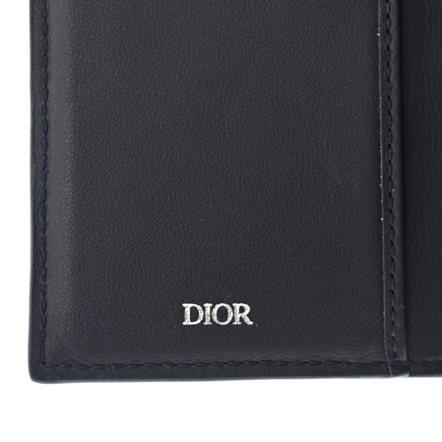 CHRISTIAN DIOR Calfskin CD Diamond Canvas Bi-Fold Card