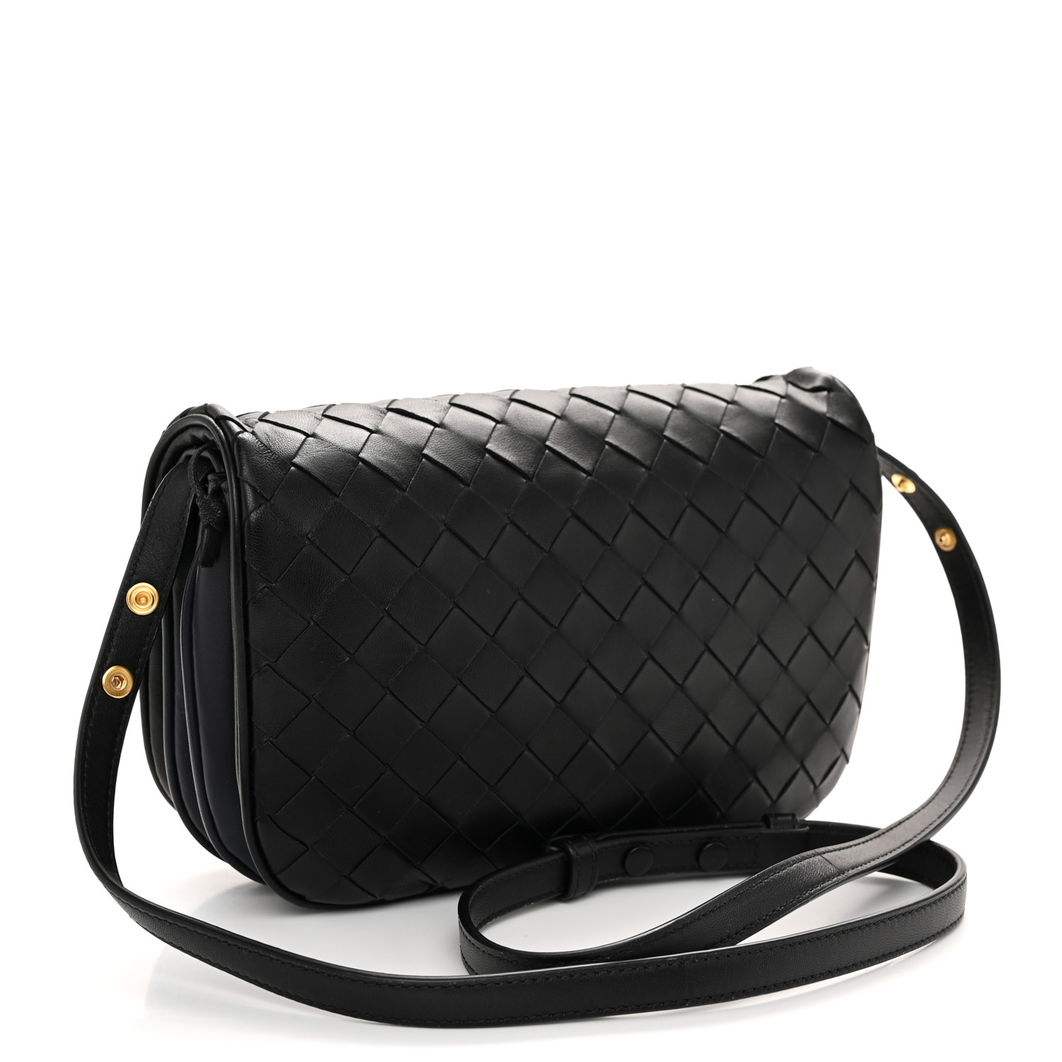 BOTTEGA VENETA Nappa Intrecciato Puff Pouch On Strap Black