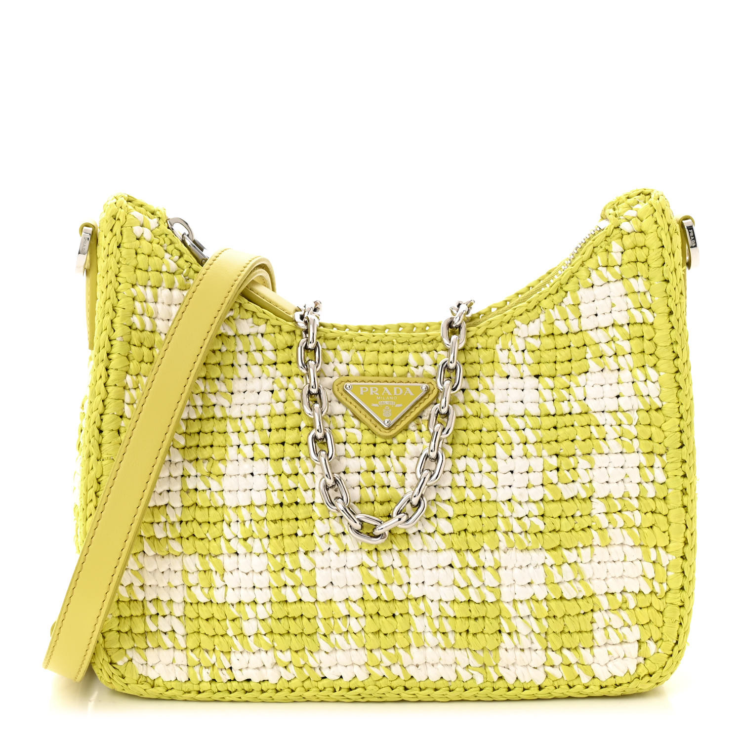 PRADA Yarn Raffia Effect Crochet Mini Re-Edition Shoulder