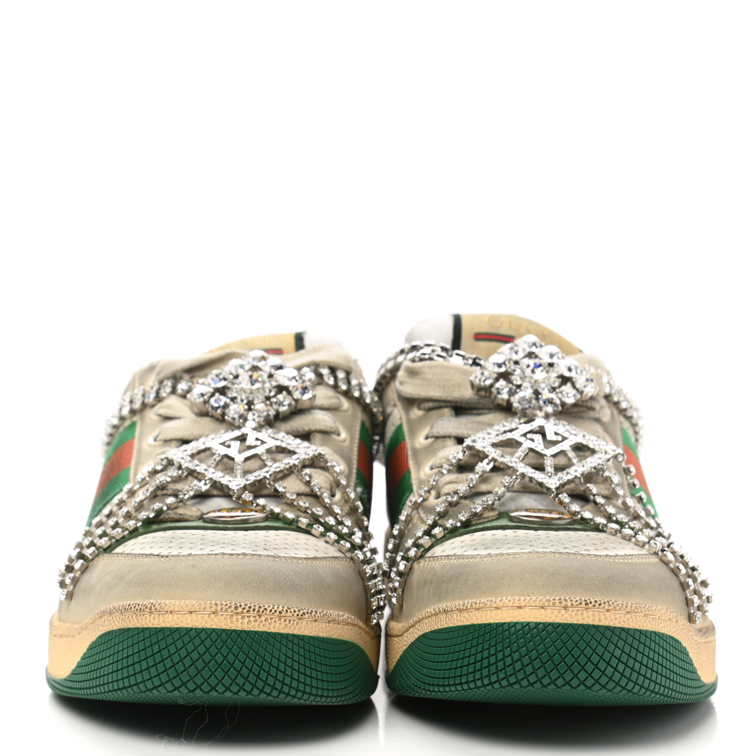 ♡ページ GUCCI Nubuck Calfskin Web Removable Crystals Mens Screener