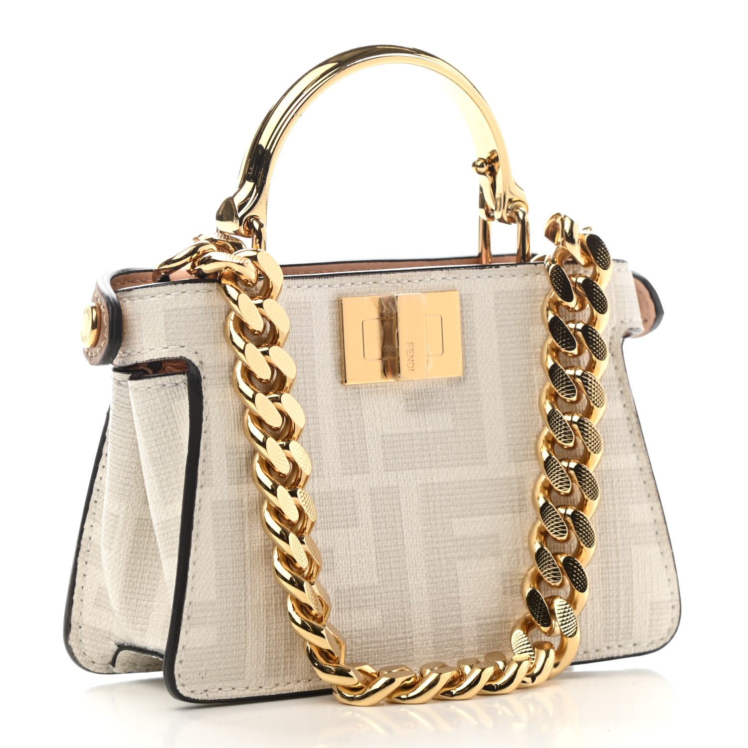 【FENDI】Nano Peekaboo Maxi Handle ★関税送料込み Fendi 2022 Nano Peekaboo Maxi Handle Bag - Yellow Handle