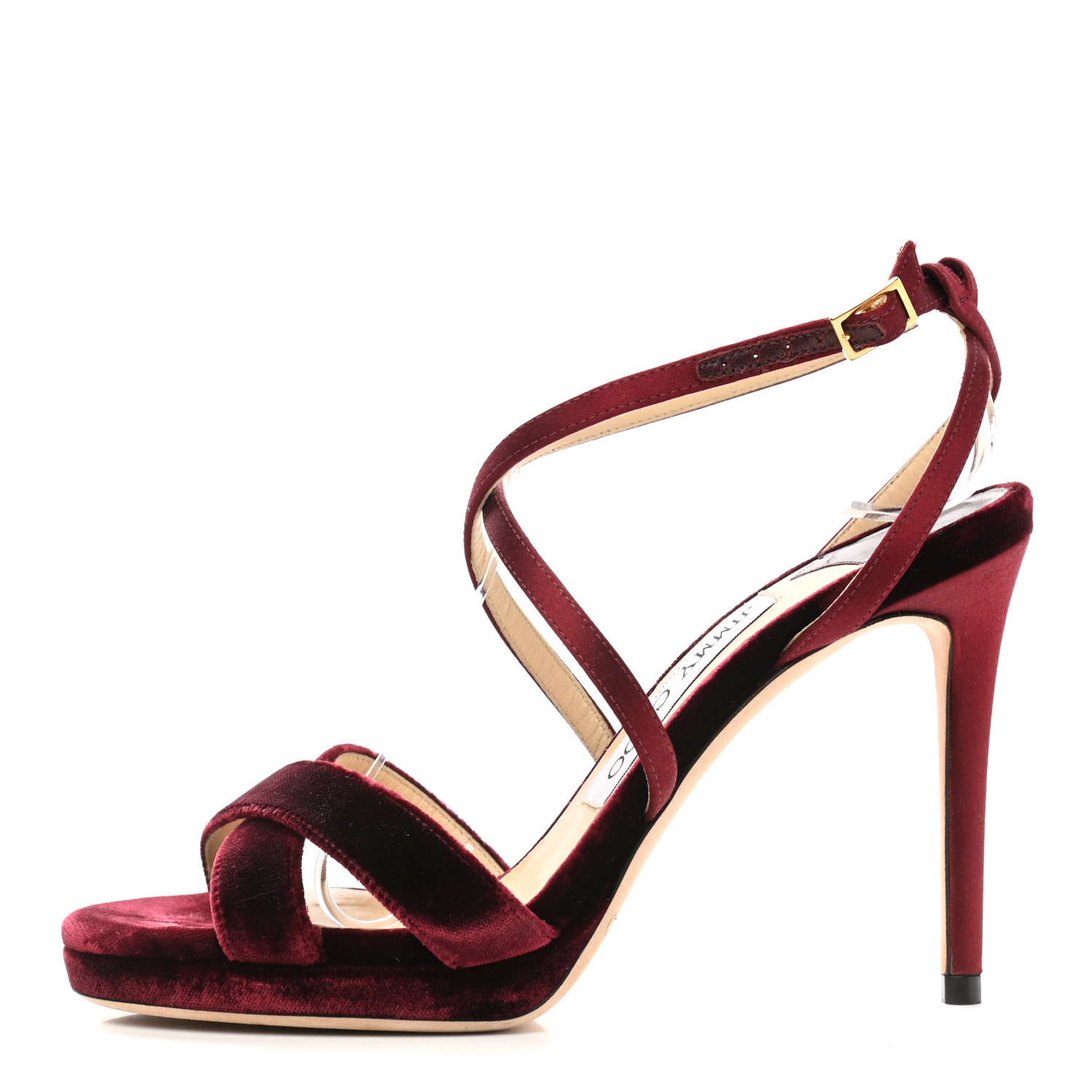 JIMMY CHOO Velvet Satin Lola 120 Platform Sandals 35.5