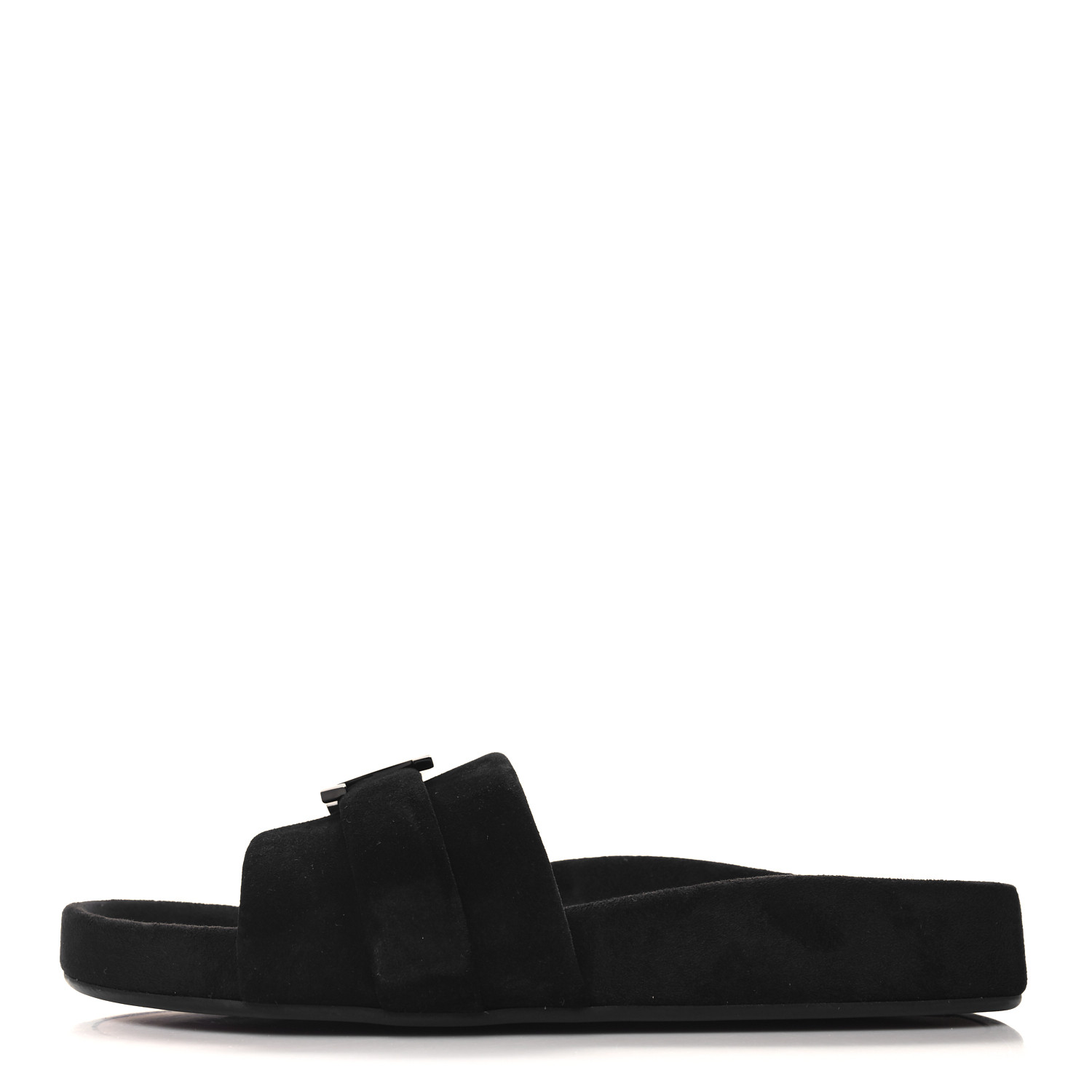 【Christian Louboutin】 Varsimule Bizz logo suede slides Varsimule Bizz logo suede slides in black - Christian
