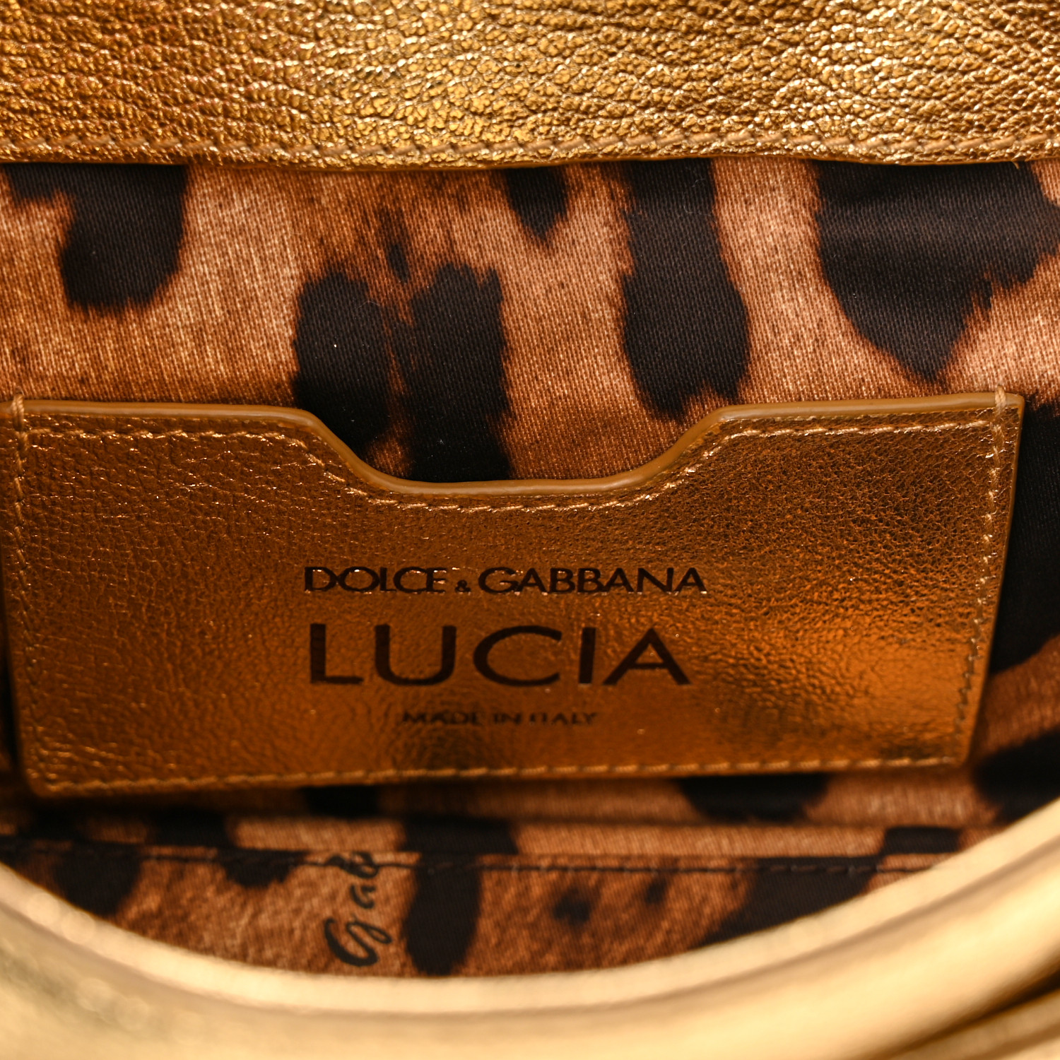 DOLCE & GABBANA Metallic Calfskin Crystal Embellished Lucia