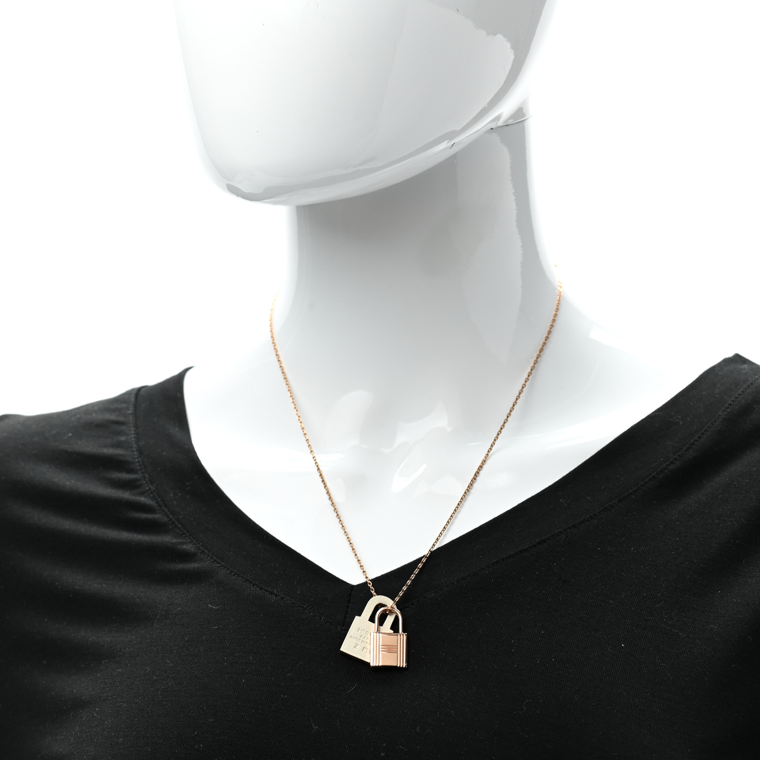 HERMES Swift Small O'Kelly Pendant Necklace White 1086134