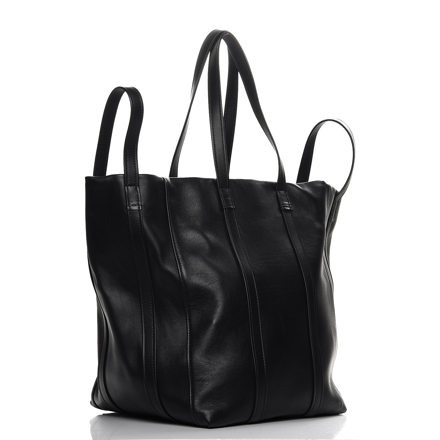 【BALENCIAGA】LAUNDRY CABAS BAG BALENCIAGA Calfskin Large Laundry Cabas Tote Black 1282282