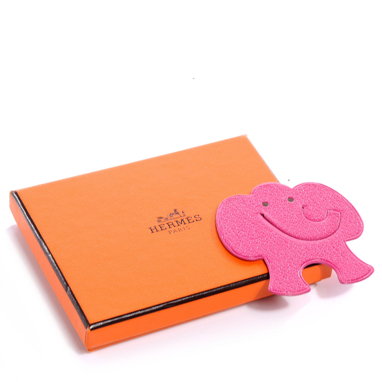 HERMES Chevre Elephant Pikabook Bookmark Rose Shocking 59146