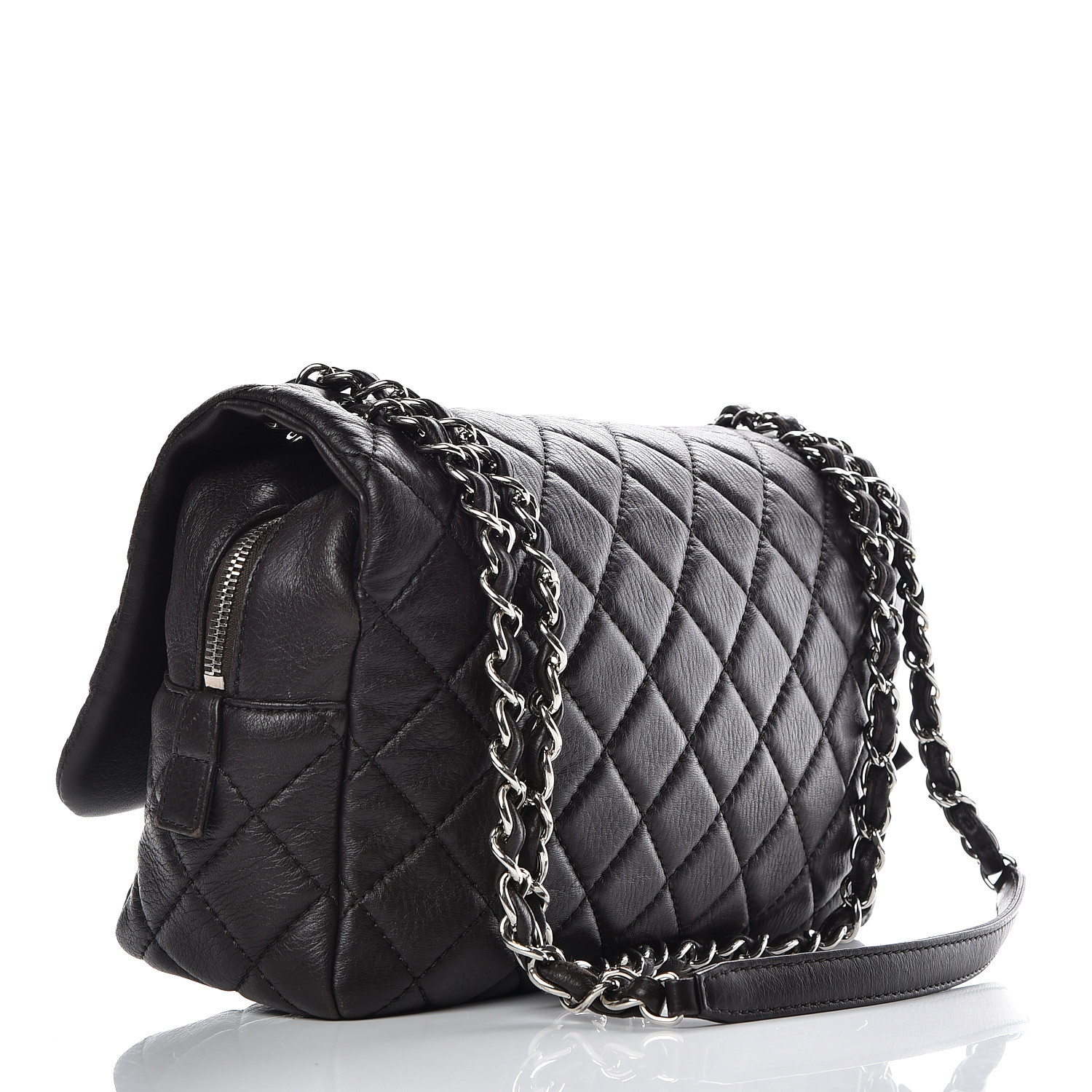 CHANEL Deerskin Quilted Casual Journey Flap Brown 399969