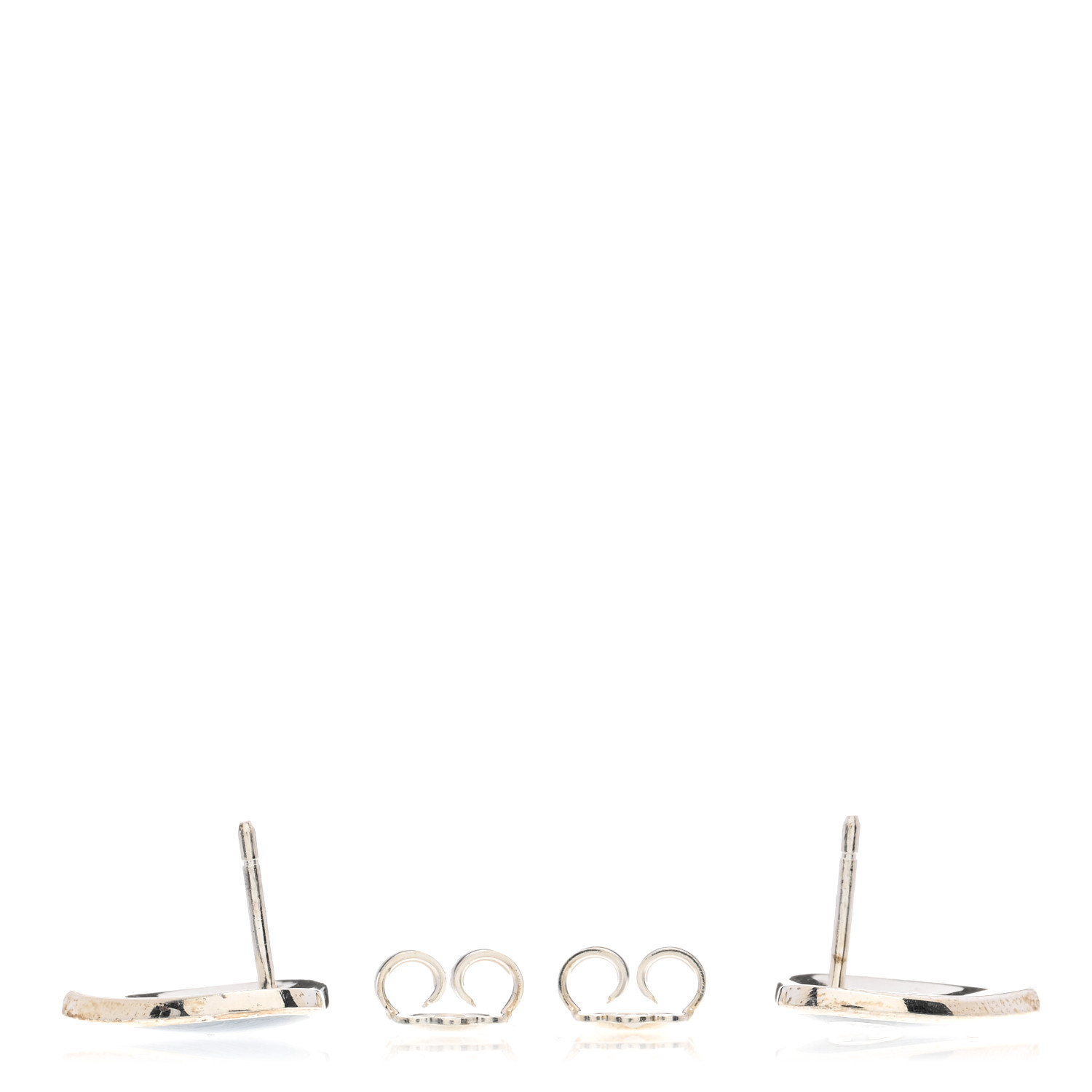 GUCCI Sterling Silver Enamel Interlocking G Heart Stud