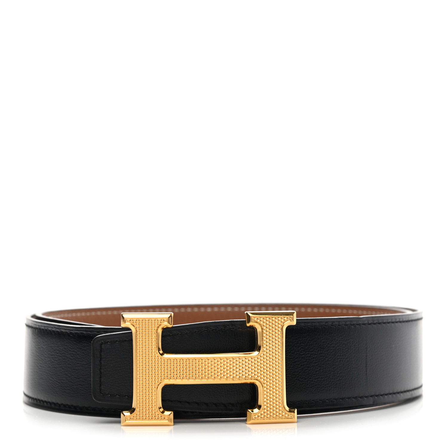 HERMES ベルト Hermès Belt: 90cm Black Leather with Silver Buckle