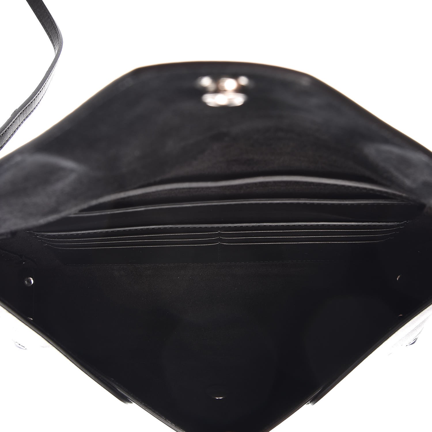 CELINE Natural Calfskin Biker Evening Clutch on Strap Black