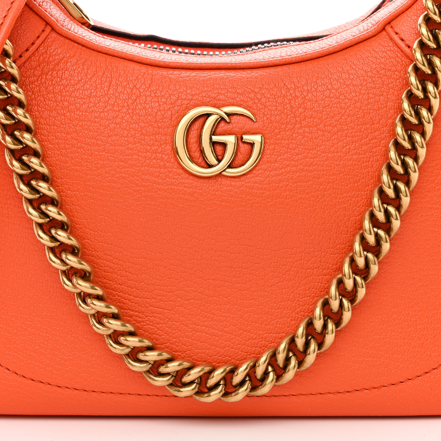 【GUCCI 】GG Aphrodite Soft Goat Shoulder Bag DEEP ORANGE GUCCI Goatskin Small Aphrodite Shoulder Bag Deep Orange