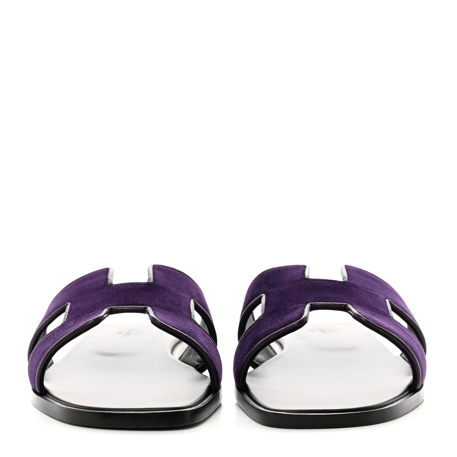 HERMES Velvet Nappa Oran Sandals 38.5 Violet Fonce 1340095