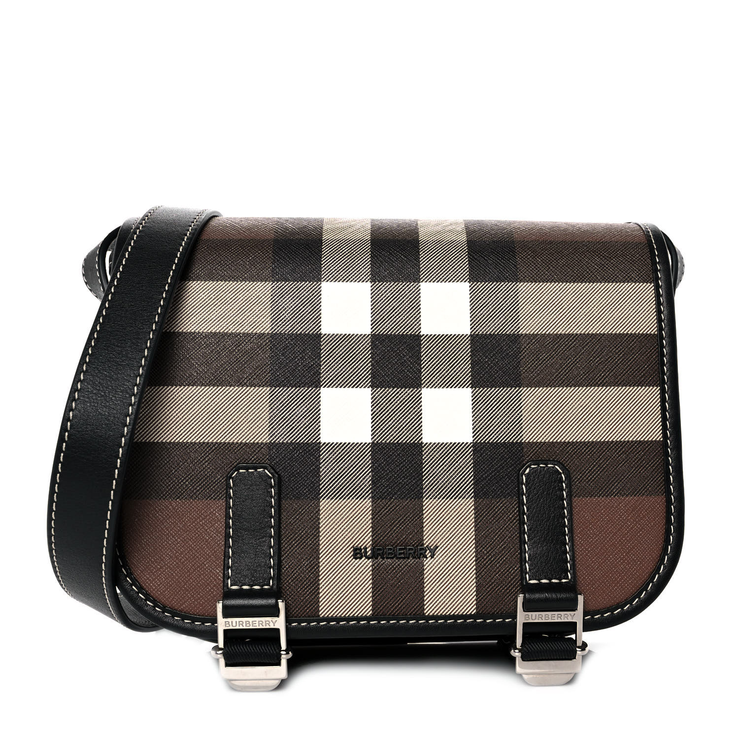 BURBERRY E-Canvas Giant Check Rider Crossbody Dark Cranberry
