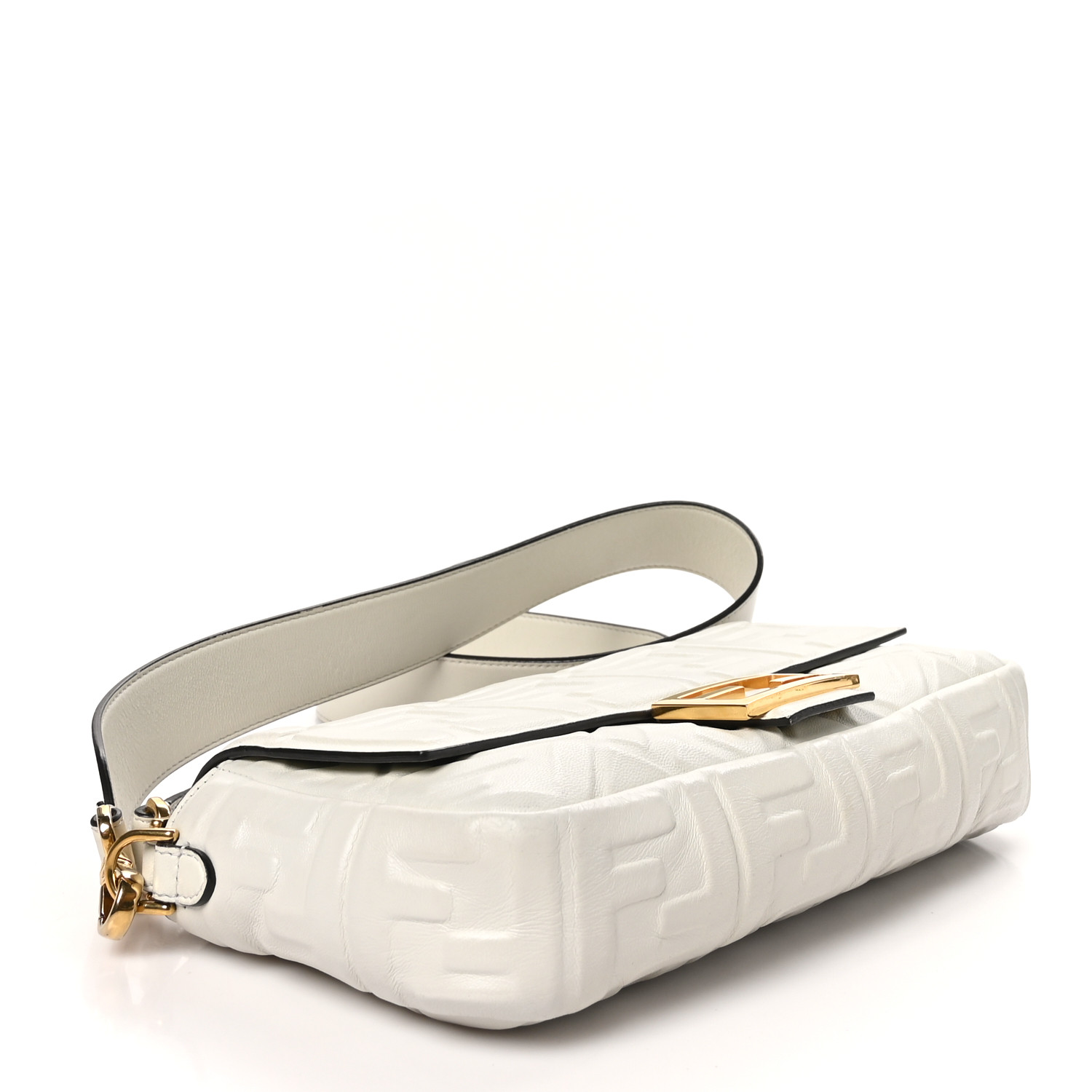 FENDI Nappa FF 1974 Embossed Baguette White 1617944
