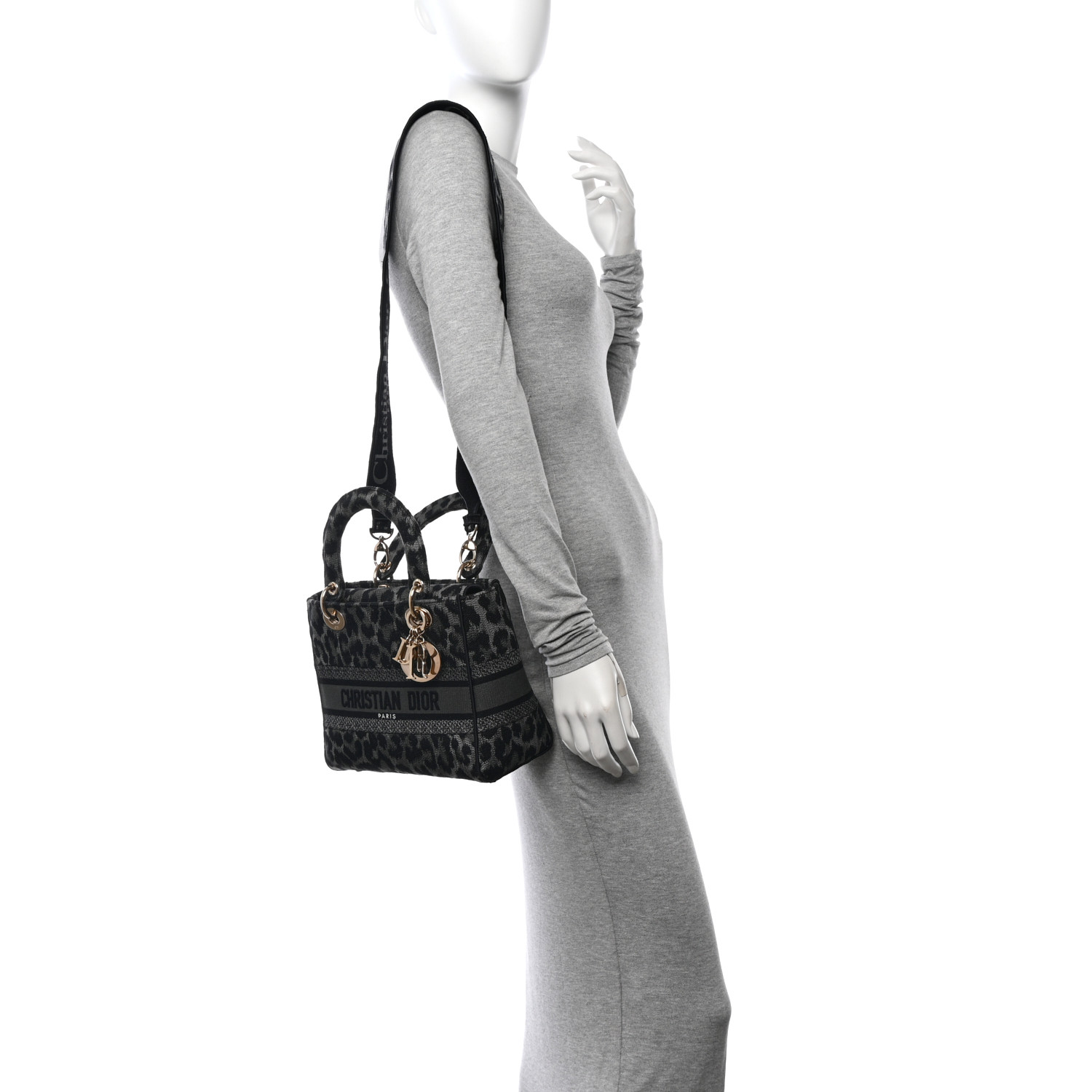 CHRISTIAN DIOR Canvas Mizza Embroidered Medium Lady D-Lite