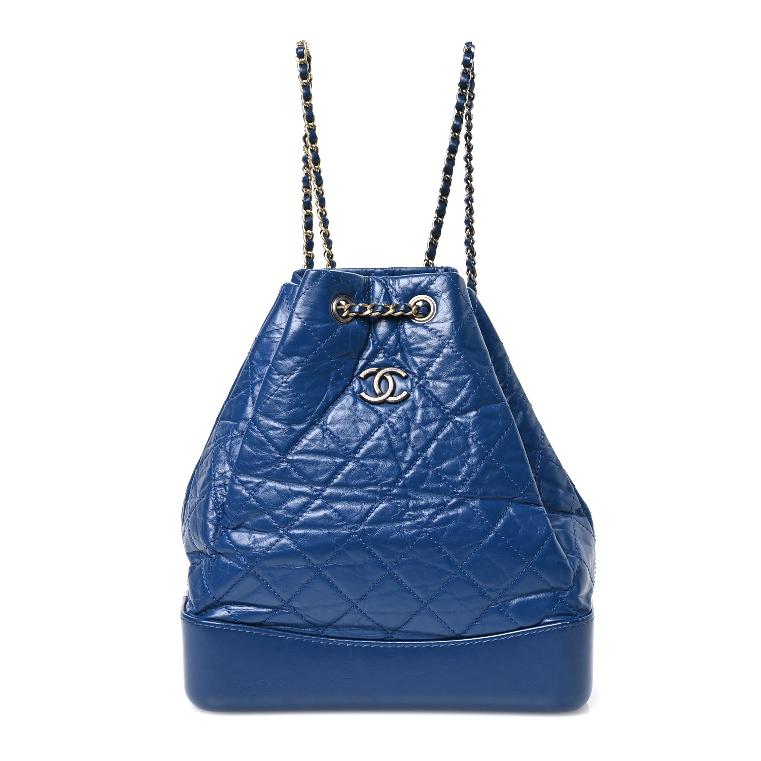 CHANEL ネイビー キルティング リュック CHANEL Aged Calfskin Quilted Gabrielle Backpack Blue 1612348