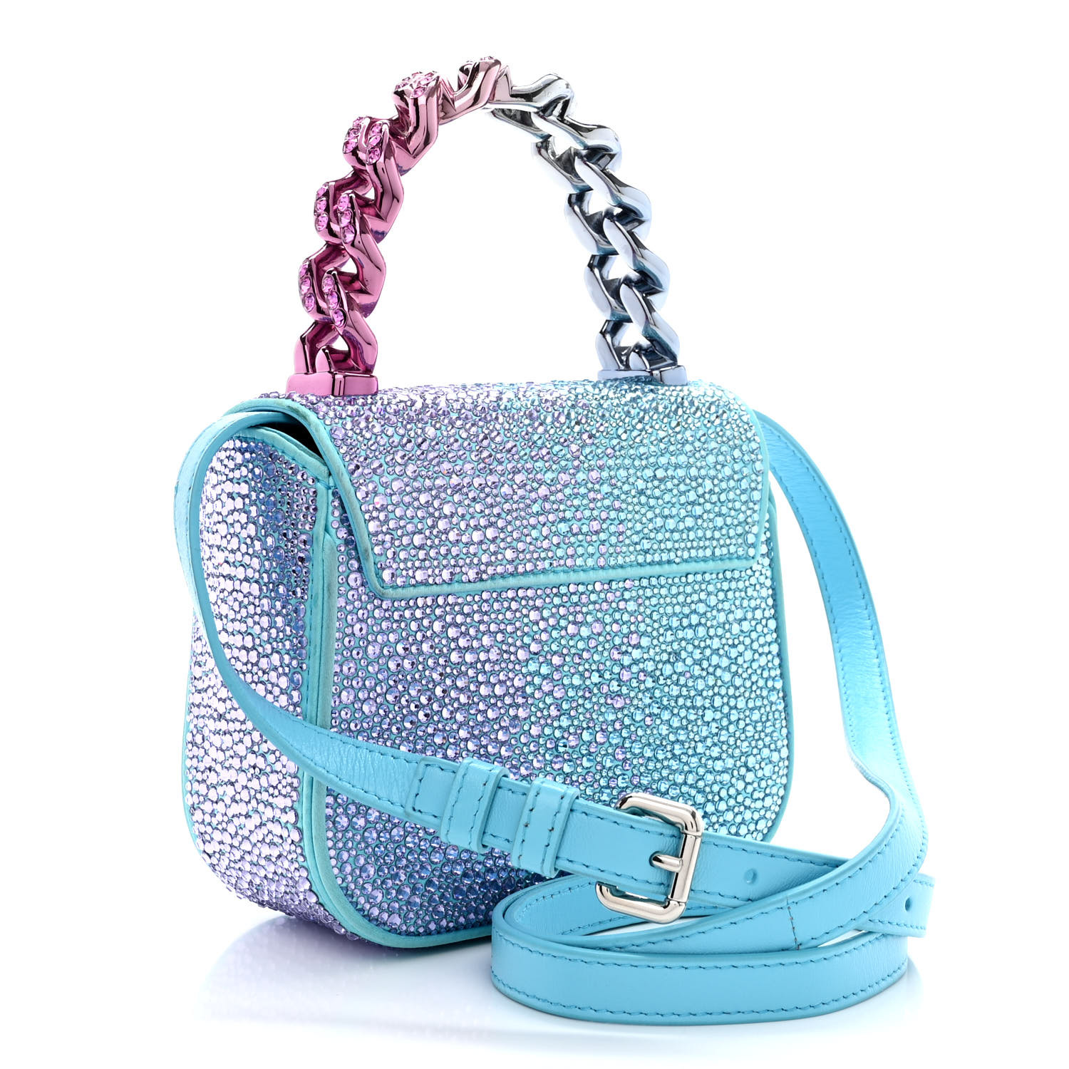 VERSACE クリスタル ラ メドゥーサ ミニハンドバッグ ブルー Crystal La Medusa Mini Bag Black | VERSACE US