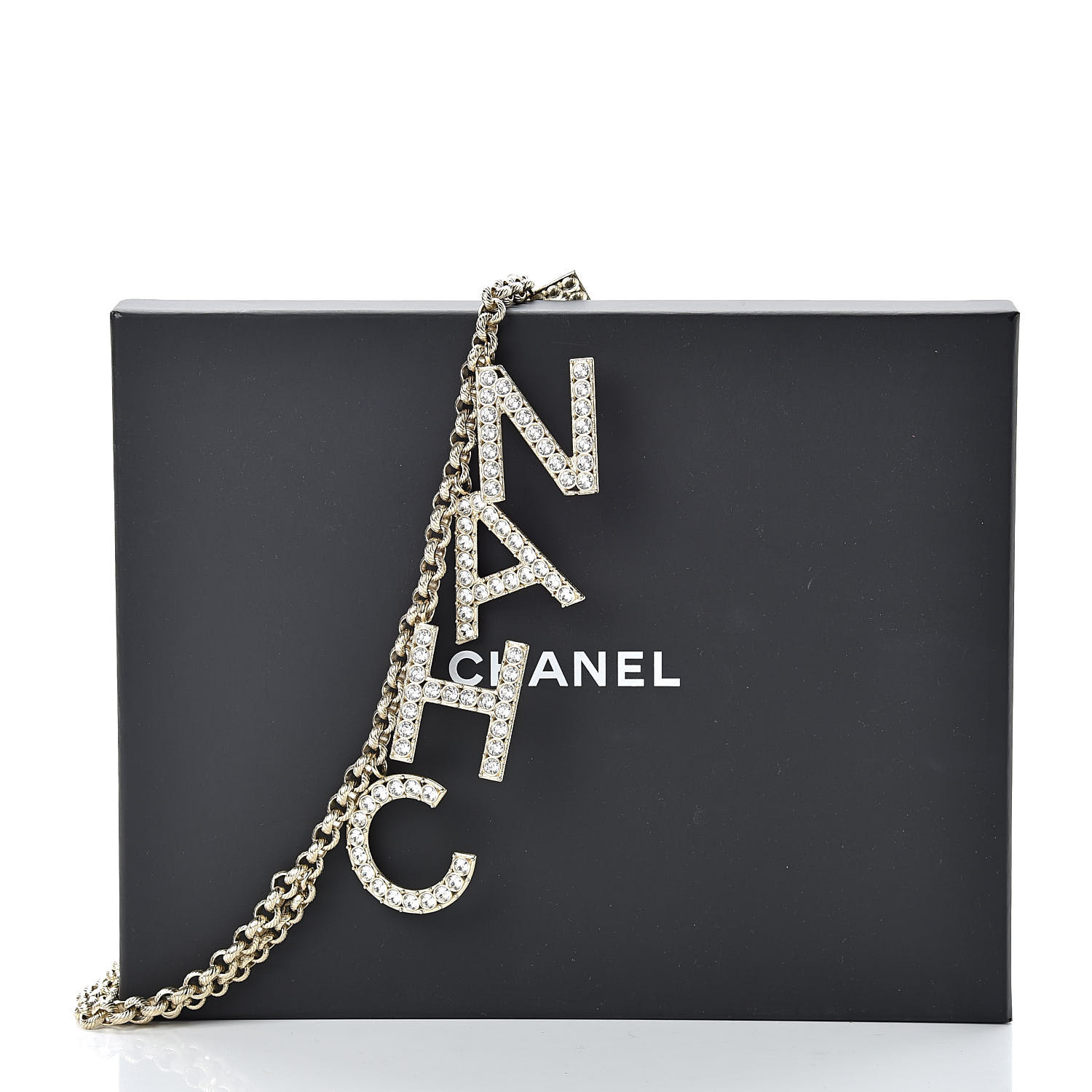 CHANEL Metal Crystal 90's Icon Logo Chain Belt Gold 500152
