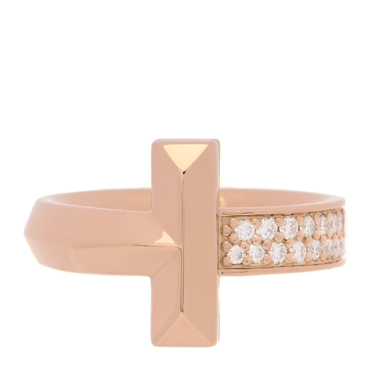 TIFFANY 18K Rose Gold Diamond T T1 Ring 50 5.5 979762 | FASHIONPHILE