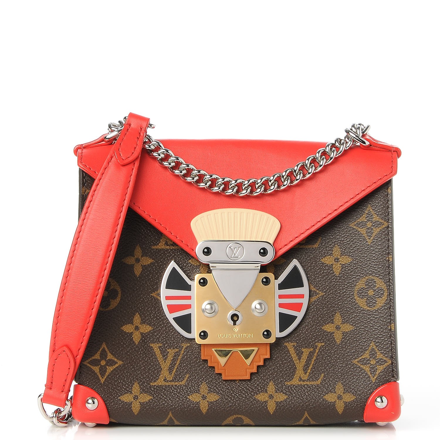 LOUIS VUITTON Monogram Pochette Mask PM Rouge 233712