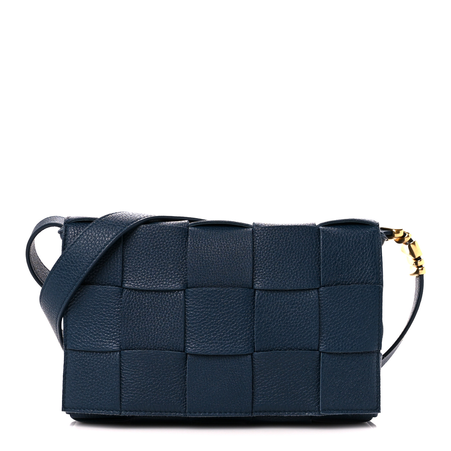 【BOTTEGA VENETA】Padded Leather Cassette Bag Deep Blue Bottega Veneta - Padded Cassette Deep Blue Woven Leather Bag