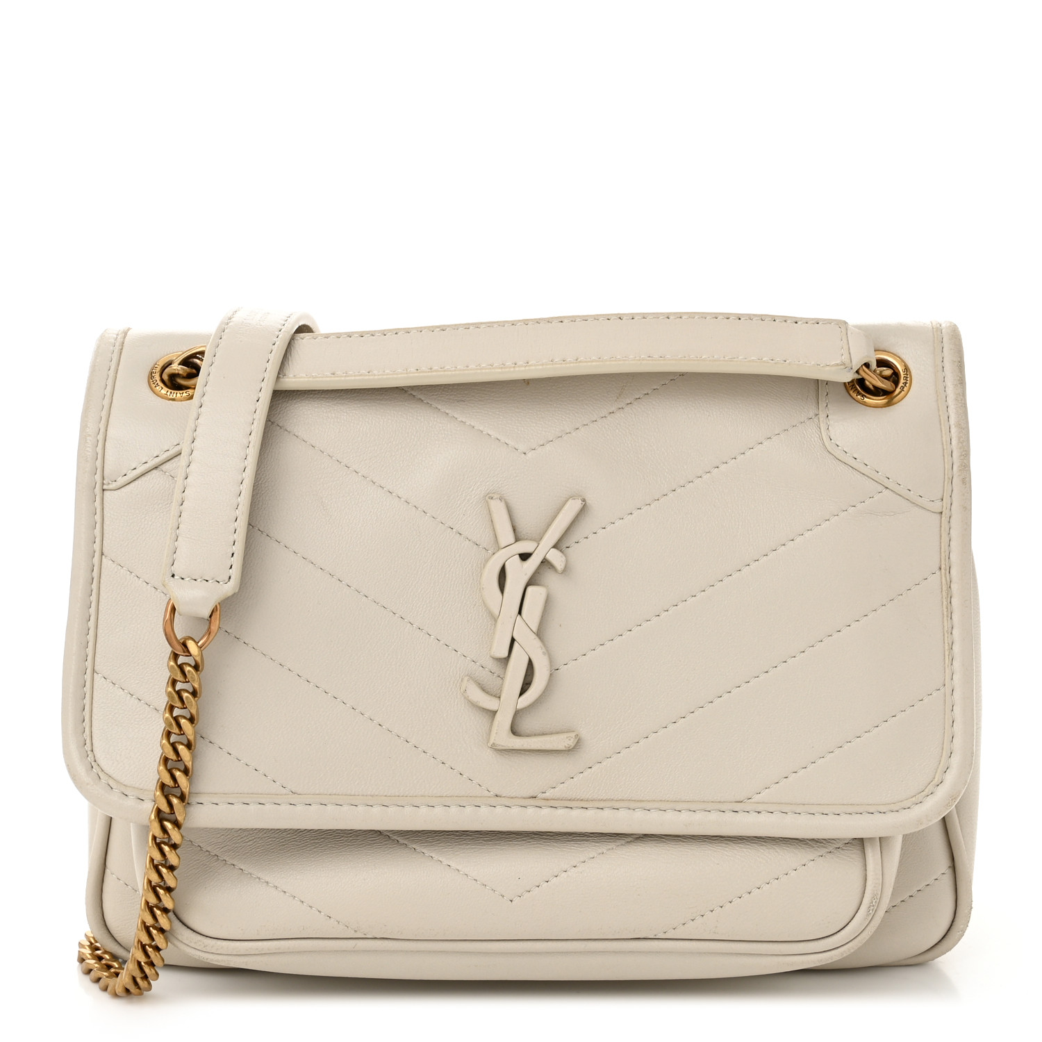 ハンドバッグ Saint Laurent Handbags Women Cotton Beige SAINT LAURENT Crinkled Calfskin Matelasse Monogram Baby Niki
