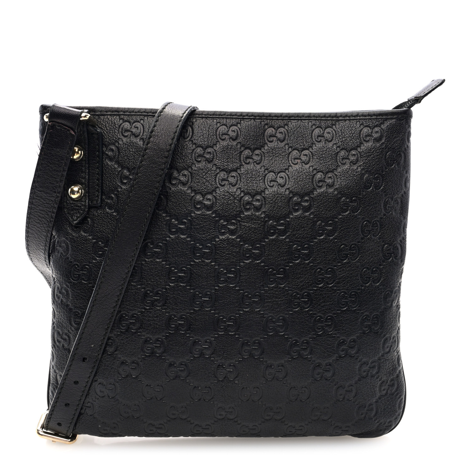 バッグ GUCCI GUCCI Guccissima Flat Messenger Bag Black 1662696 | FASHIONPHILE