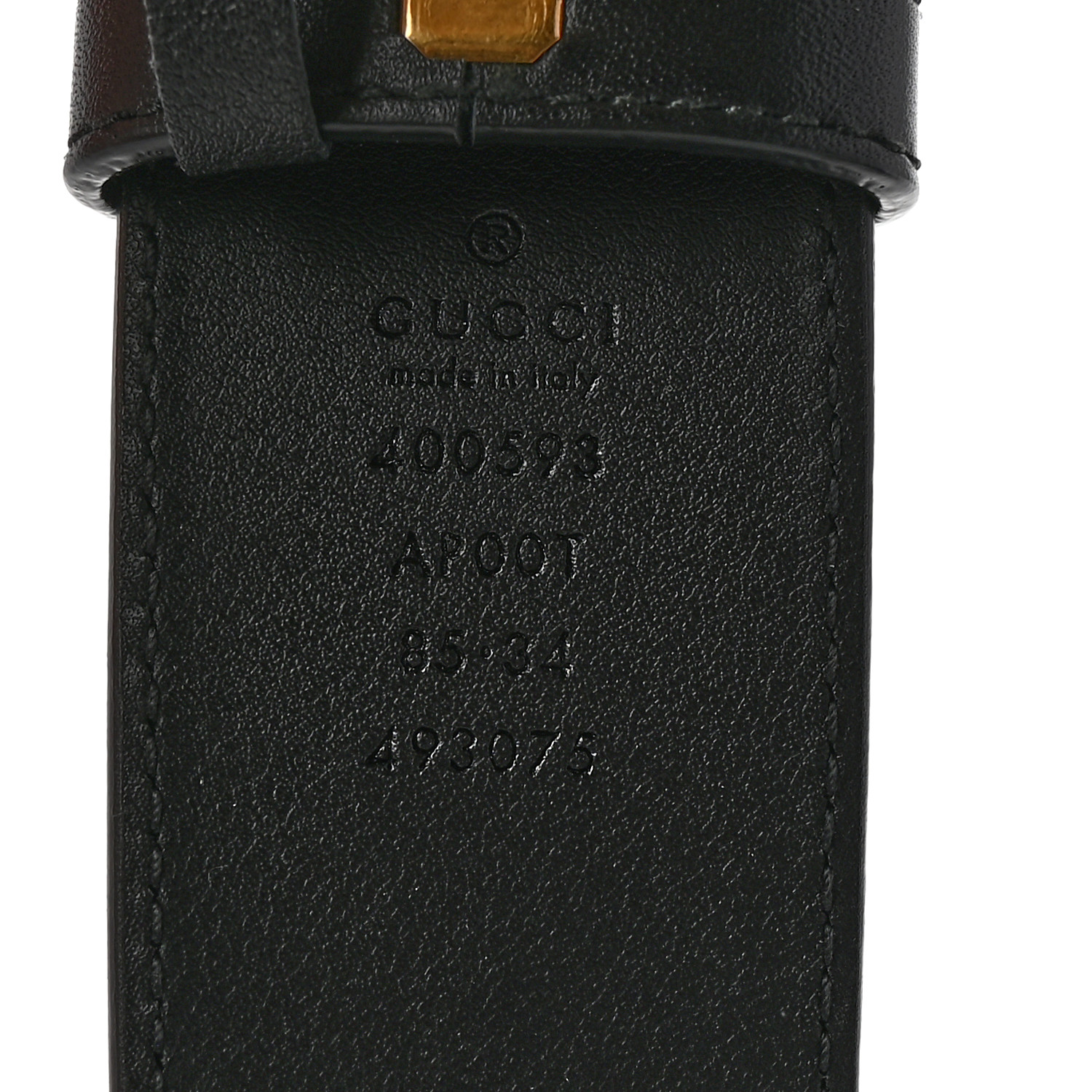 GUCCI Textured Calfskin Double G 40mm Belt 85 34 Black
