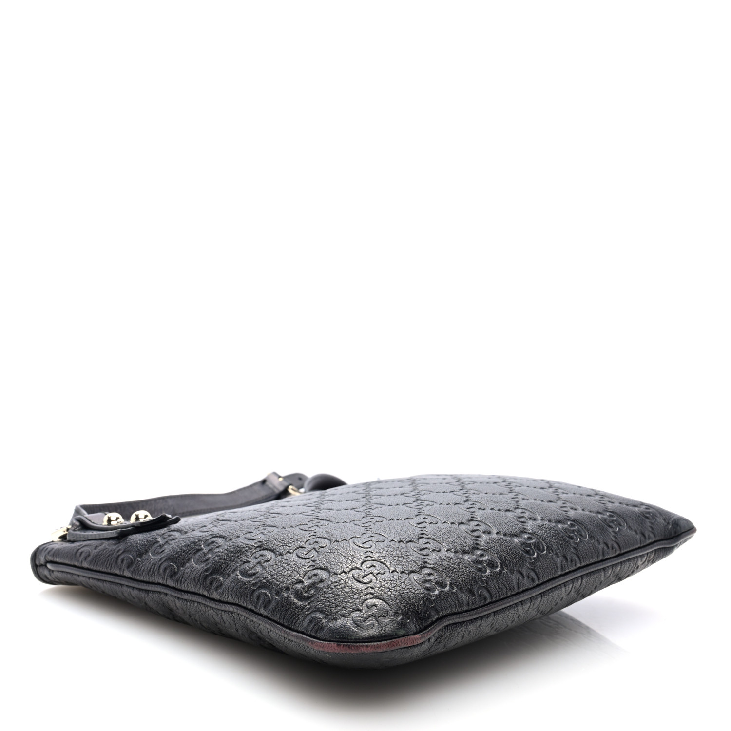 バッグ GUCCI GUCCI Guccissima Flat Messenger Bag Black 1662696 | FASHIONPHILE