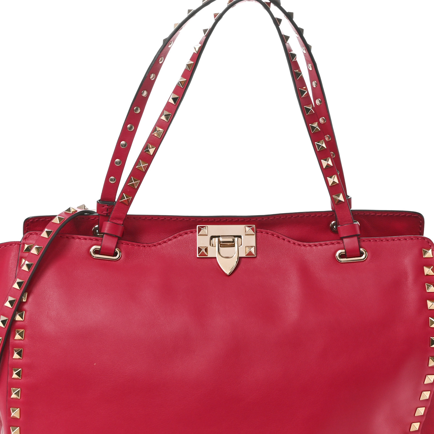 VALENTINO GARAVANI Vitello Medium Rockstud Tote Deep Rose