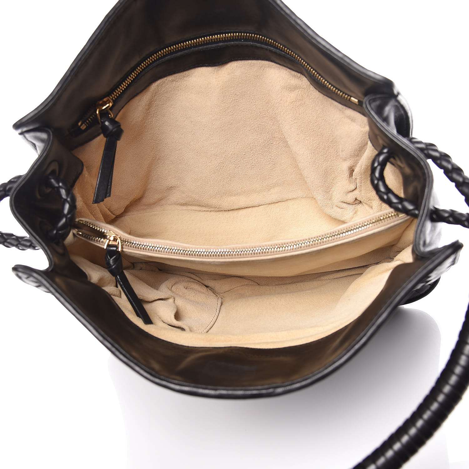 BOTTEGA VENETA Nappa Intrecciato Shoulder Bag Black 393727