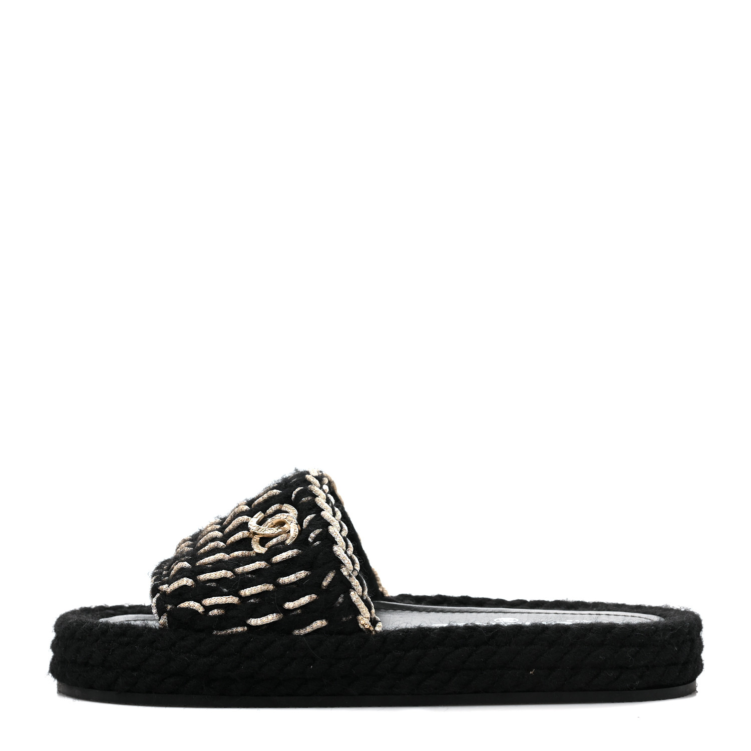 CHANEL ベージュ/ブラック ミュール　36.5 CHANEL シャネル サンダル ミュール レディース36 ベージュ