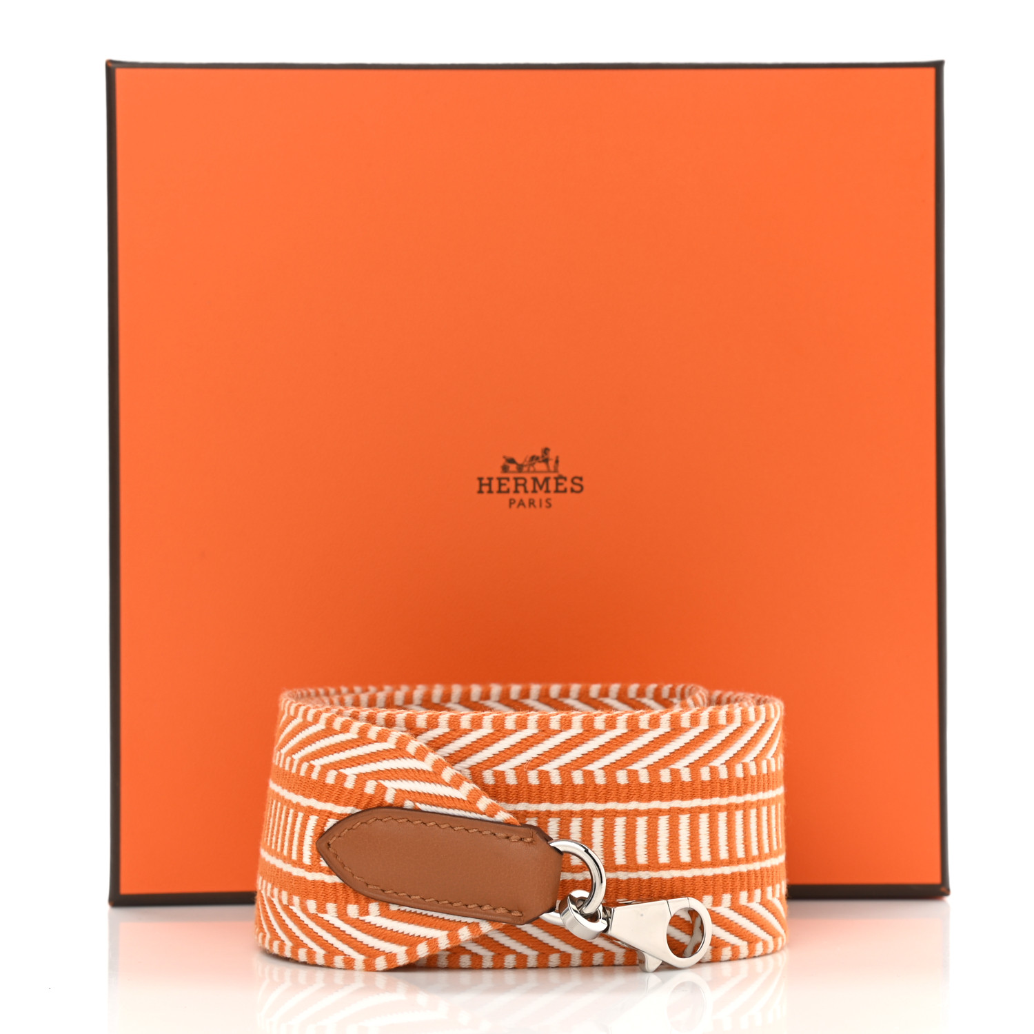 HERMES（エルメス）- Sangle Cavale 25 x 85mm オレンジ ローズ Hermes 25mm Ambre/Rose D'Ete/Gold Canvas Sangle Cavale Bag